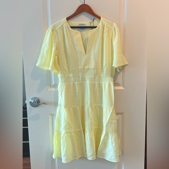 NWT Scotch & Soda Yellow Midi Length Paneled Dress Gathering Details - Picture 2 of 16
